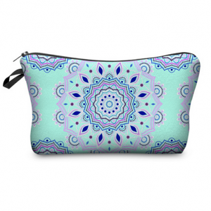 Makeup bag mandala design light blue and puple for makeup and travel