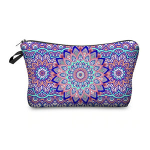 Makeup bag blue and purple mandala design for travel or makeup